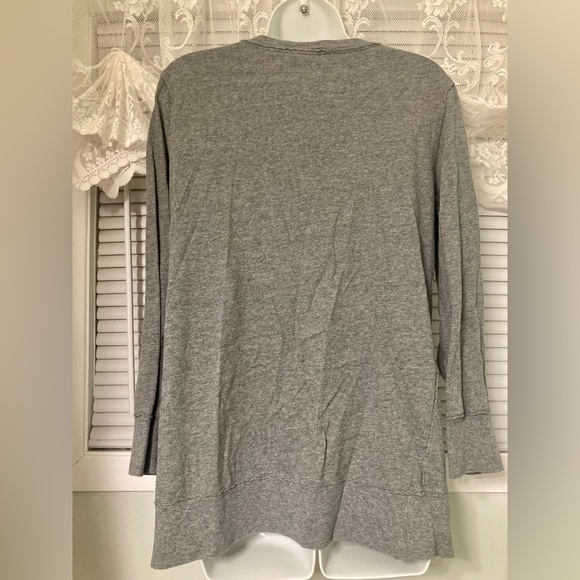 Gray Cotton Long Button Down V Neck Cardigan - Picture 3 of 3